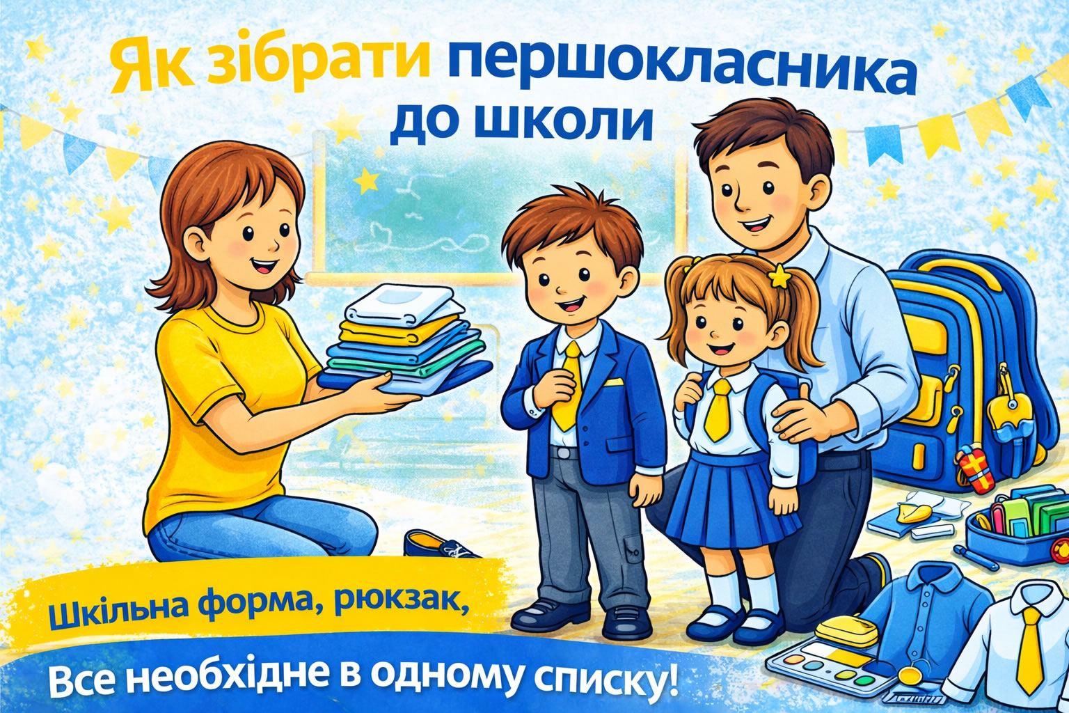 як зібрати першокласника до школи шкільне приладдя рюкзак і одяг